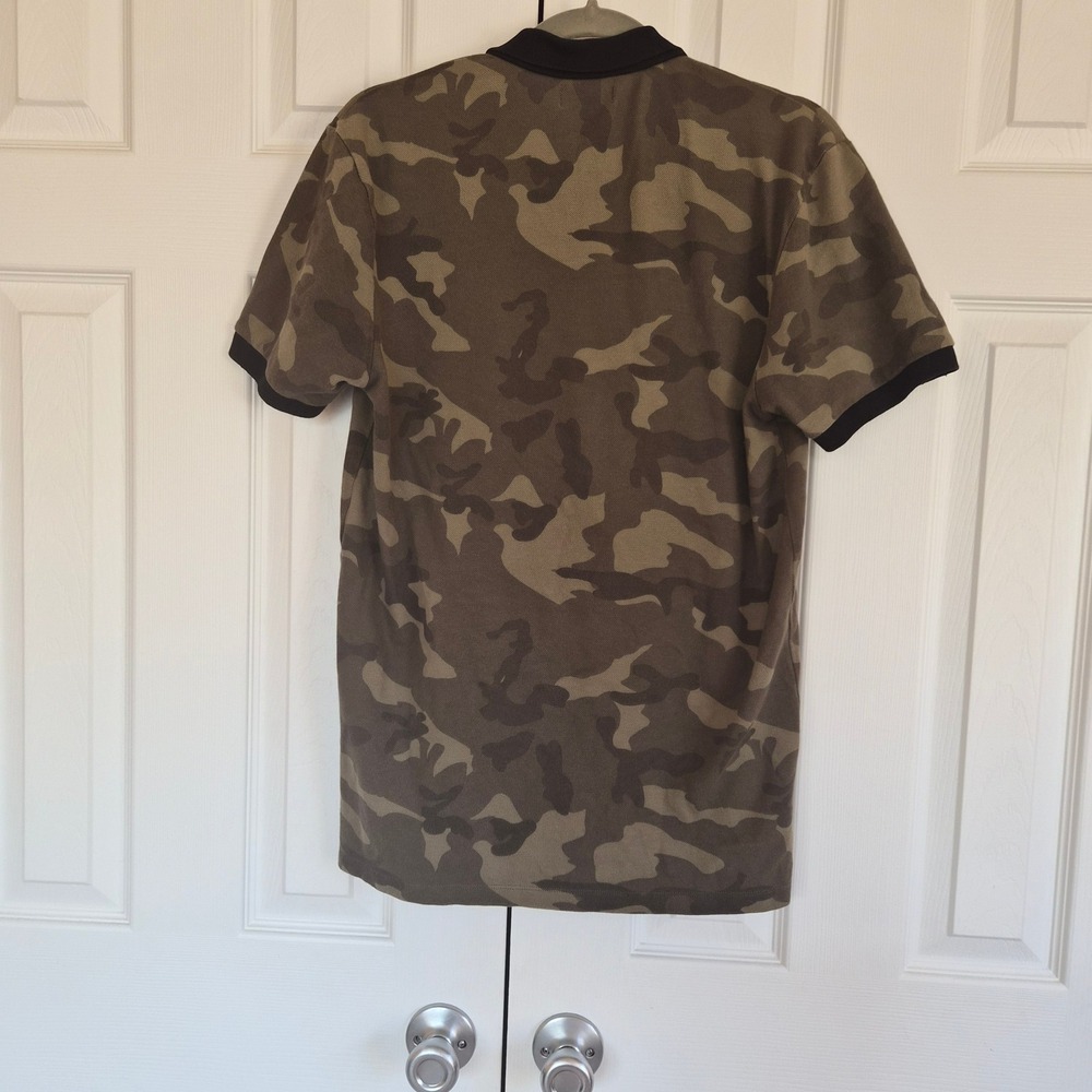 Zara Man Camo Quarter Zip Polo Mens Large Green Brown Short Sleeve Gorpcore - Picture 7 of 8